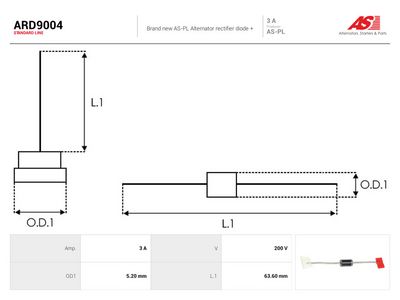 Usmerňovač alternátora AS-PL ARD9004