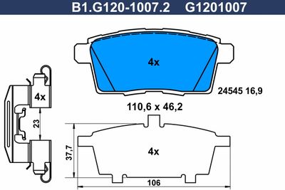 Комплект тормозных колодок, дисковый тормоз GALFER B1.G120-1007.2 для MAZDA CX-9