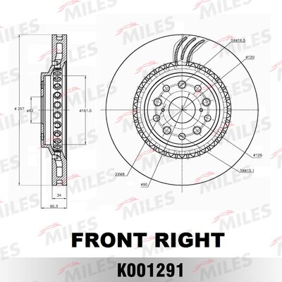 Тормозной диск MILES K001291 для LEXUS LS