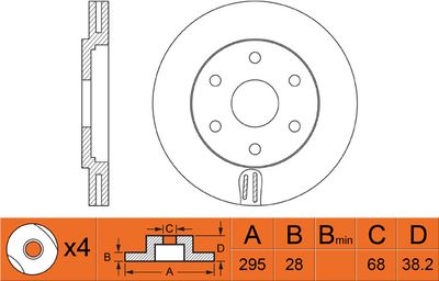 Тормозной диск FIT FR0428V для NISSAN XTERRA