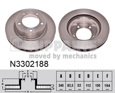 Тормозной диск NIPPARTS N3302188 для TOYOTA (FAW) LAND