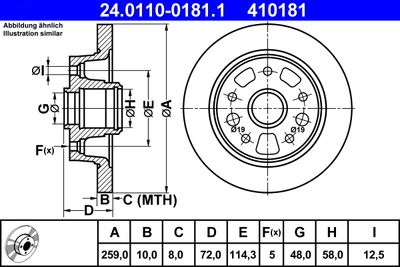 Тормозной диск ATE 24.0110-0181.1 для FORD USA PROBE