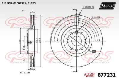 Тормозной диск MAXTECH 877231 для LANCIA KAPPA