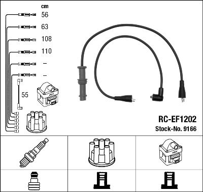 Комплект проводов зажигания NGK 9166 для SUBARU LEGACY