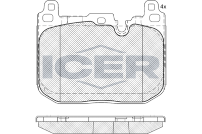 комплект спирачно феродо, дискови спирачки ICER 182093-208