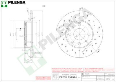 PILENGA 5812 Тормозные диски  для ABARTH 500 / 595 / 695 1.4 (312.AXD1A)