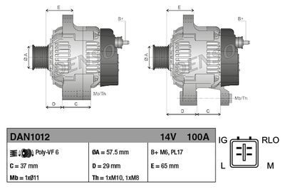 GENERATOR / ALTERNATOR DENSO DAN1012 2