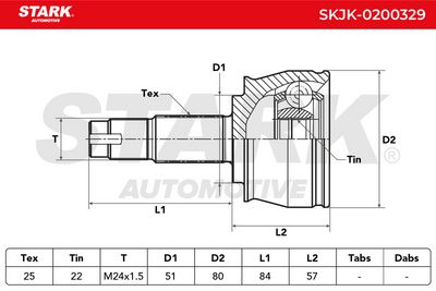 каре комплект, полуоска STARK SKJK-0200329