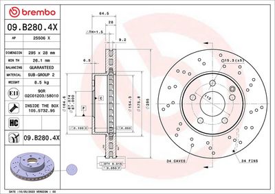 Тормозной диск 09.B280.4X