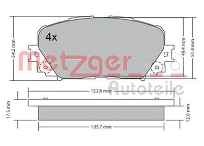 Комплект тормозных колодок, дисковый тормоз METZGER 1170639 для DAIHATSU CHARADE