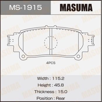 MASUMA MS-1915 Тормозные колодки барабанные  для TOYOTA HIGHLANDER (Тойота Хигхландер)