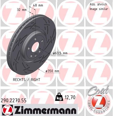 Тормозной диск ZIMMERMANN 290.2270.55 для JAGUAR F-PACE