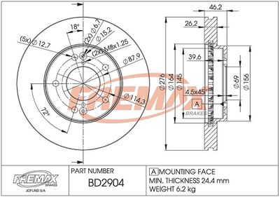 FREMAX BD-2904 Тормозные диски для DAF CF 75 FT 75.360 FREMAX BD-2904 Тормозные диски для DAF CF 75 FT 75.360