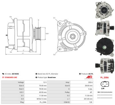 GENERATOR / ALTERNATOR AS-PL A01454S 4