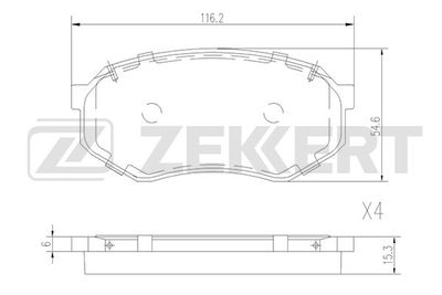 Комплект тормозных колодок, дисковый тормоз ZEKKERT BS-2528 для MITSUBISHI STARION