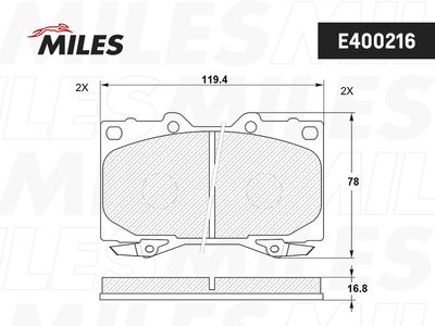 Комплект тормозных колодок, дисковый тормоз MILES E400216 для LEXUS LX