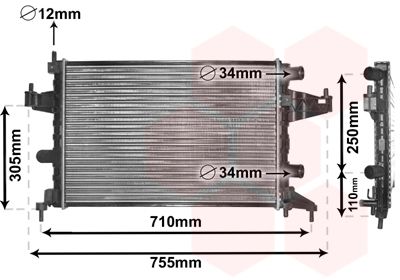 VAN WEZEL 37002303 Радиатор охлаждения двигателя  для OPEL TIGRA (Опель Тигра)