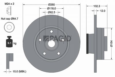 Tarcza hamulcowa PAGID 54537NC