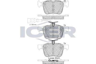 Комплект тормозных колодок, дисковый тормоз ICER 182098-203 для VW TERAMONT