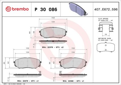 Brake Pad Set, disc brake P 30 086