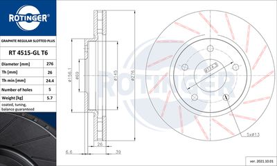 Tarcza hamulcowa ROTINGER RT 4515-GL T6