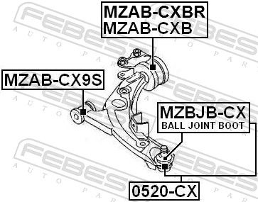 Mounting, control/trailing arm MZAB-CX9S