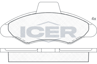 комплект спирачно феродо, дискови спирачки ICER
