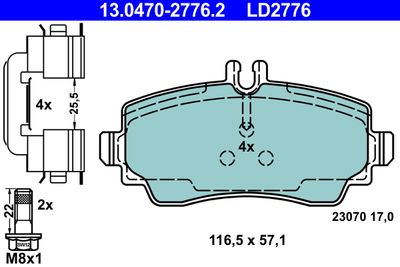 Комплект тормозных колодок, дисковый тормоз 13.0470-2776.2