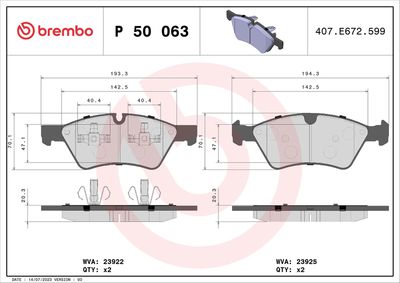 BREMBO Remblokkenset, schijfrem PRIME LINE (P 50 063)