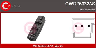 Выключатель, стеклолодъемник CASCO CWR76032AS для MERCEDES-BENZ R-CLASS