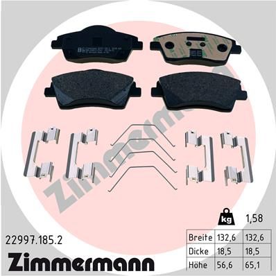 Комплект тормозных колодок, дисковый тормоз ZIMMERMANN 22997.185.2 для VOLVO XC40