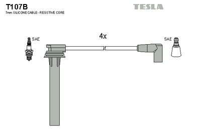 Комплект проводов зажигания TESLA T107B для CHRYSLER CIRRUS