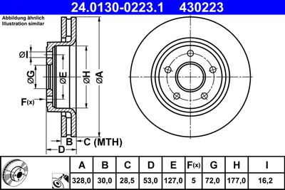 Тормозной диск ATE 24.0130-0223.1 для JEEP COMMANDER