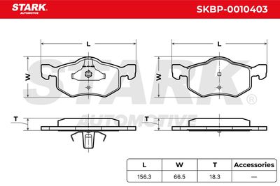 комплект спирачно феродо, дискови спирачки STARK SKBP-0010403