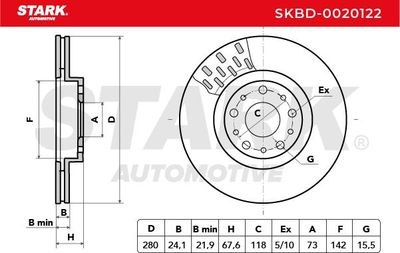 спирачен диск STARK SKBD-0020122