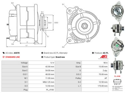GENERATOR / ALTERNATOR AS-PL A5078 5