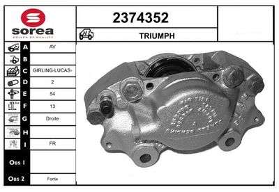 Тормозной суппорт EAI 2374352 для TRIUMPH GT6
