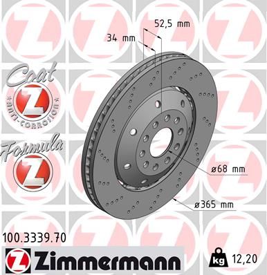 Brzdový kotouč ZIMMERMANN 100.3339.70