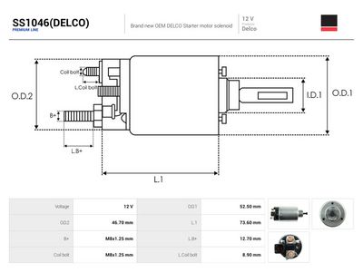 AS-PL - Elektromagnetický spínač, štartér , SS1046(DELCO)