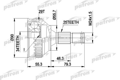 PATRON PCV1282 ШРУС  для PEUGEOT 406 (Пежо 406)