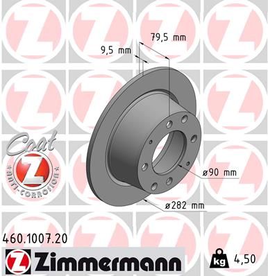 Тормозной диск ZIMMERMANN 460.1007.20 для PORSCHE 914