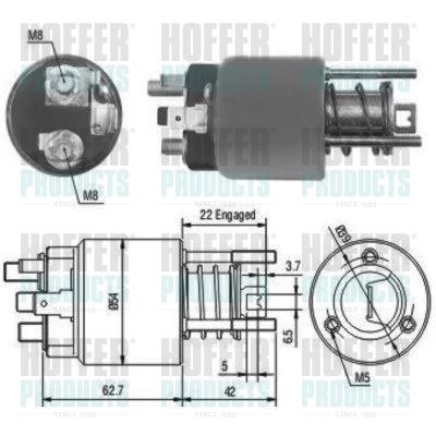 Тяговое реле, стартер HOFFER 46111 для ROVER 45