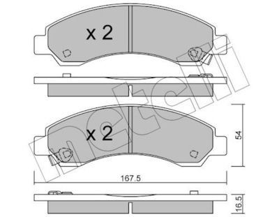 комплект спирачно феродо, дискови спирачки METELLI 22-0888-0