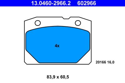 Комплект тормозных колодок, дисковый тормоз ATE 13.0460-2966.2 для LADA 1200-1600