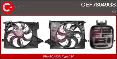 CASCO CEF78049GS Вентилятор системы охлаждения двигателя  для KIA SORENTO II (XM) 2.4 CVVT