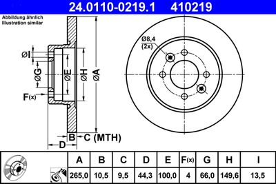 Тормозной диск ATE 24.0110-0219.1 для RENAULT SAFRANE