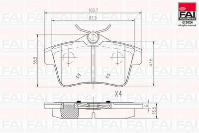 Sada brzdových destiček, kotoučová brzda FAI AutoParts BP156