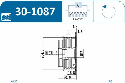 Alternator Freewheel Clutch 30-1087