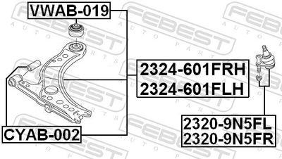 Control/Trailing Arm, wheel suspension 2324-601FLH
