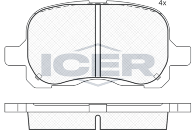 комплект спирачно феродо, дискови спирачки ICER
